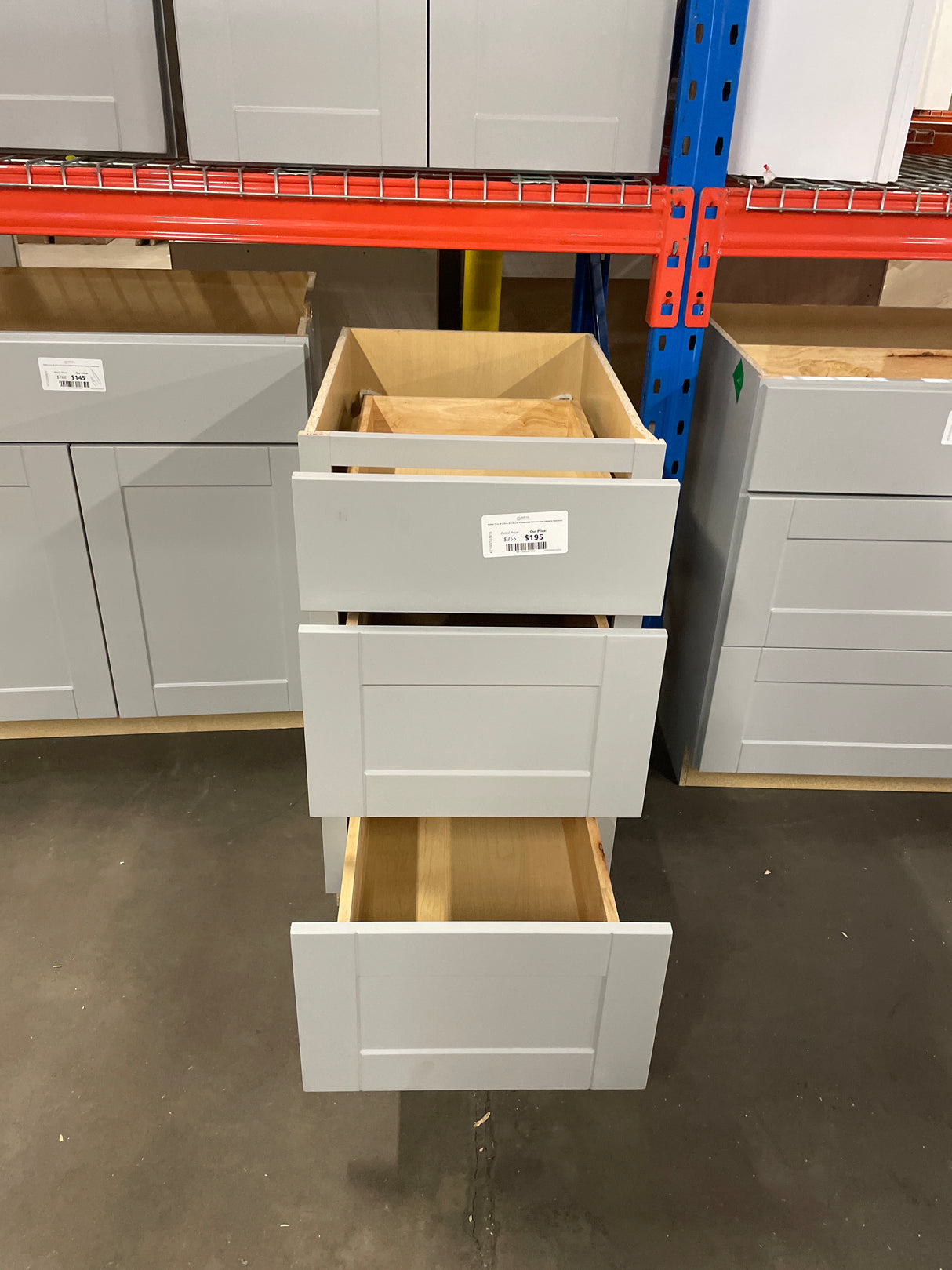 Shaker 18 in. W x 24 in. D x 34.5 in. H Assembled 3 Drawer Base Cabinet in Dove Gray