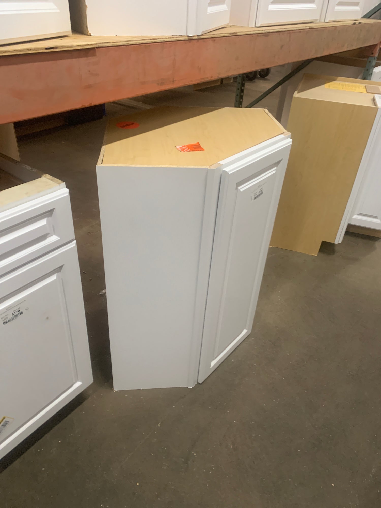 Hampton 24 in. W x 12 in. D x 30 in. H Assembled Diagonal Corner Wall Kitchen Cabinet in Satin White