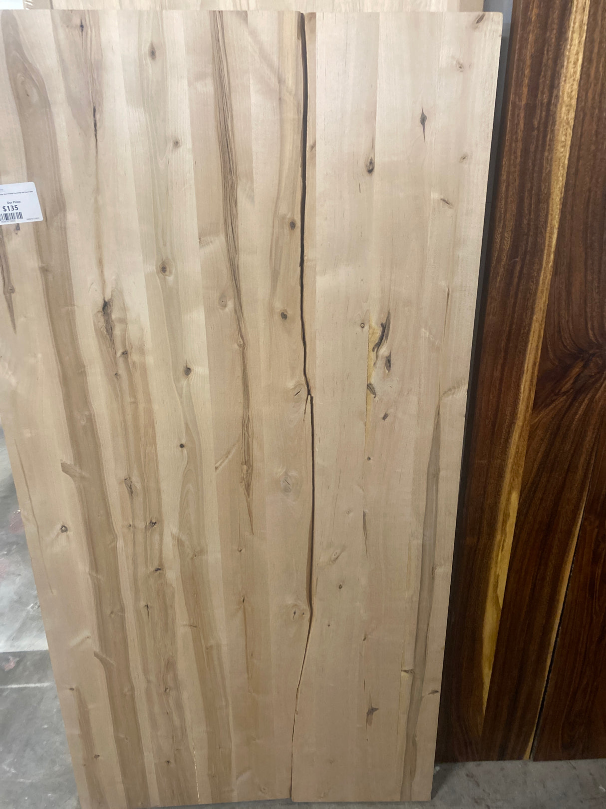 5 ft. L x 30 in. D Unfinished Edge Glued Birch Butcher Block Desktop Countertop with Square Edge