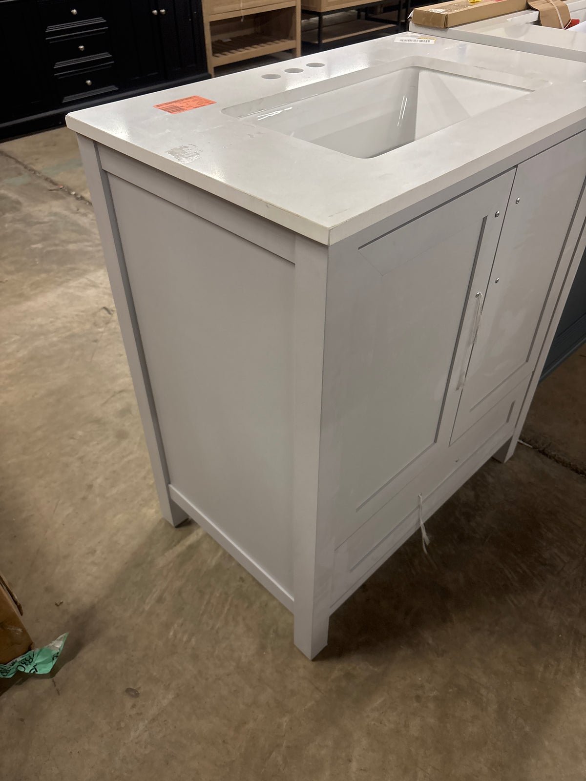 Moorside 30 in. W x 19 in. D x 34 in. H Single Sink Bath Vanity in Dove Gray with White Engineered Stone Top