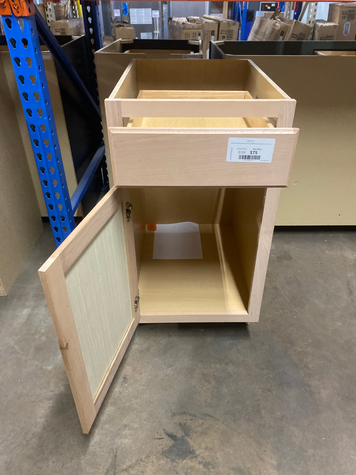 Hampton Unfinished Beech Recessed Panel Stock Assembled Base Kitchen Cabinet (18 in. x 34.5 in. x 24 in.)