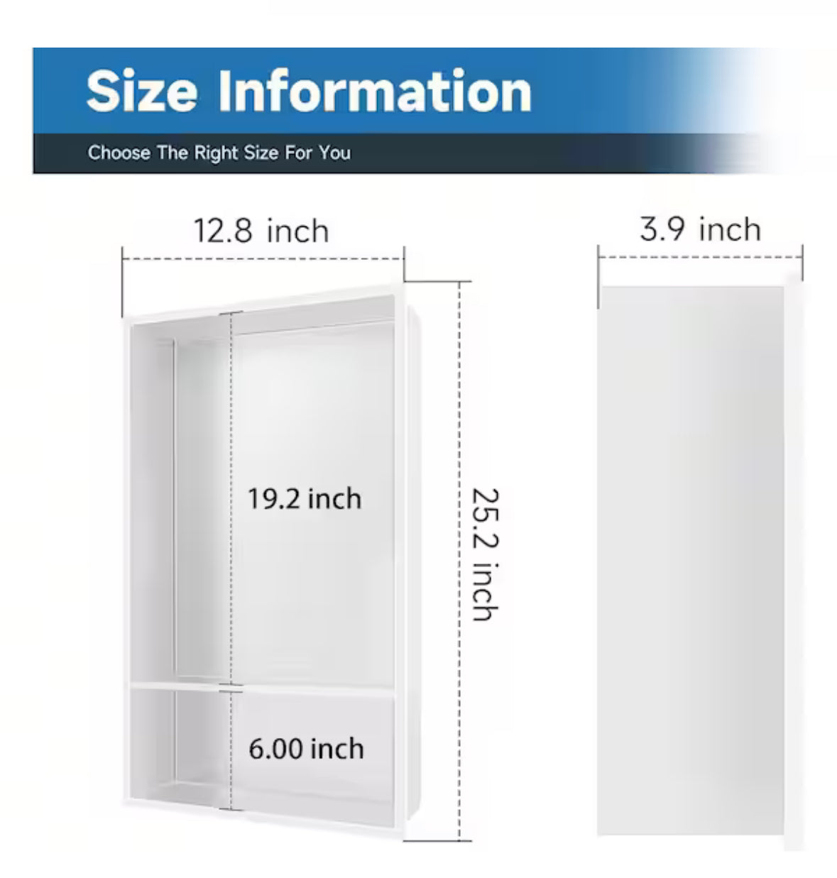 12 in. W x 24 in. H x 4 in. D Stainless Steel Shower Niche in White