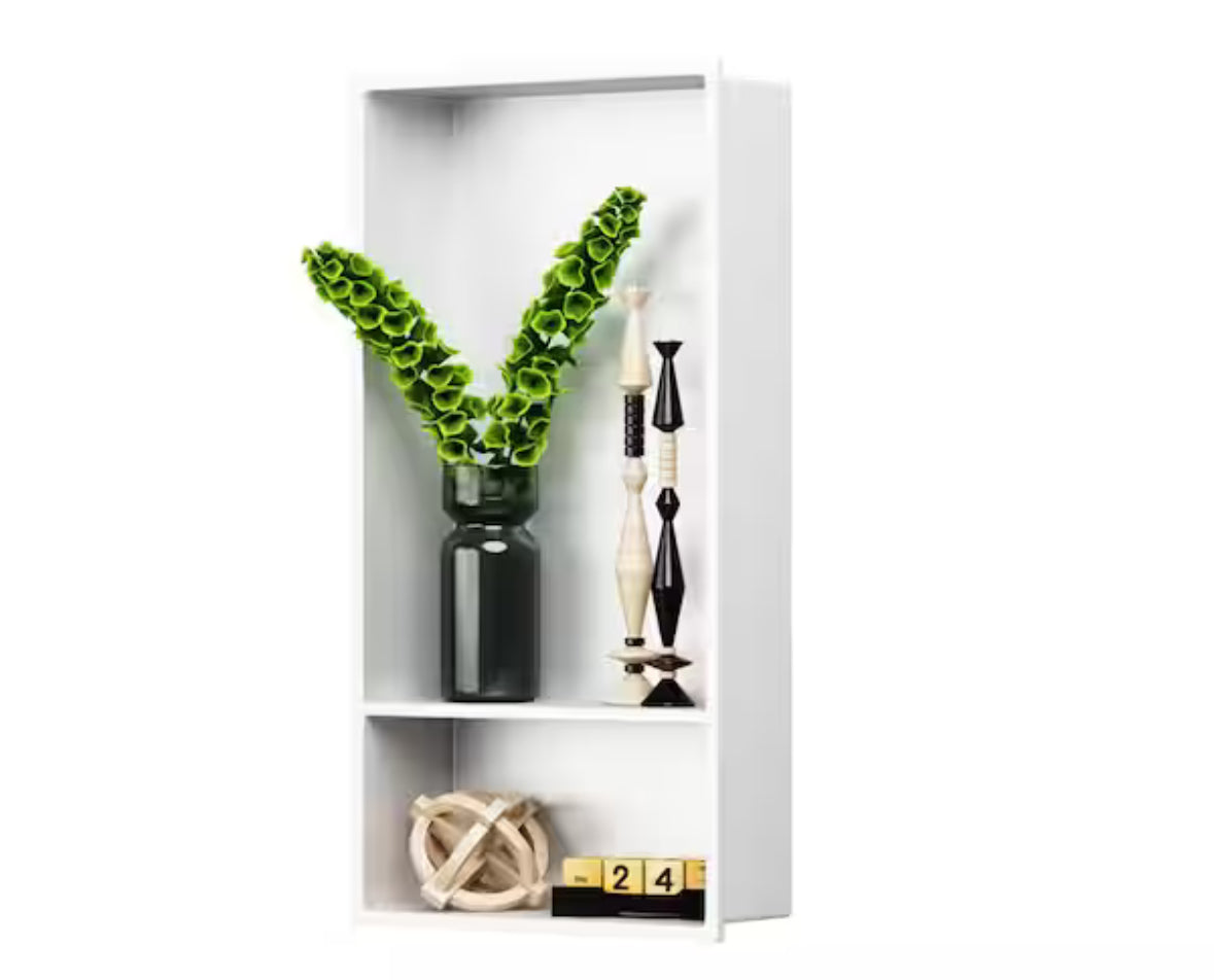 12 in. W x 24 in. H x 4 in. D Stainless Steel Shower Niche in White