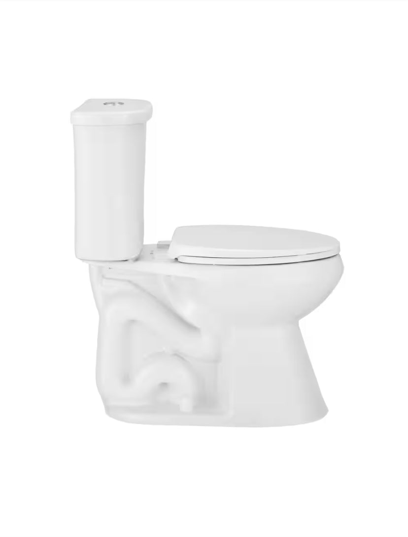 Power Flush 12 in. Rough in 2-Piece 0.95 GPF/1.28 GPF Dual Flush Elongated Toilet in White with Slow-Close Seat Included