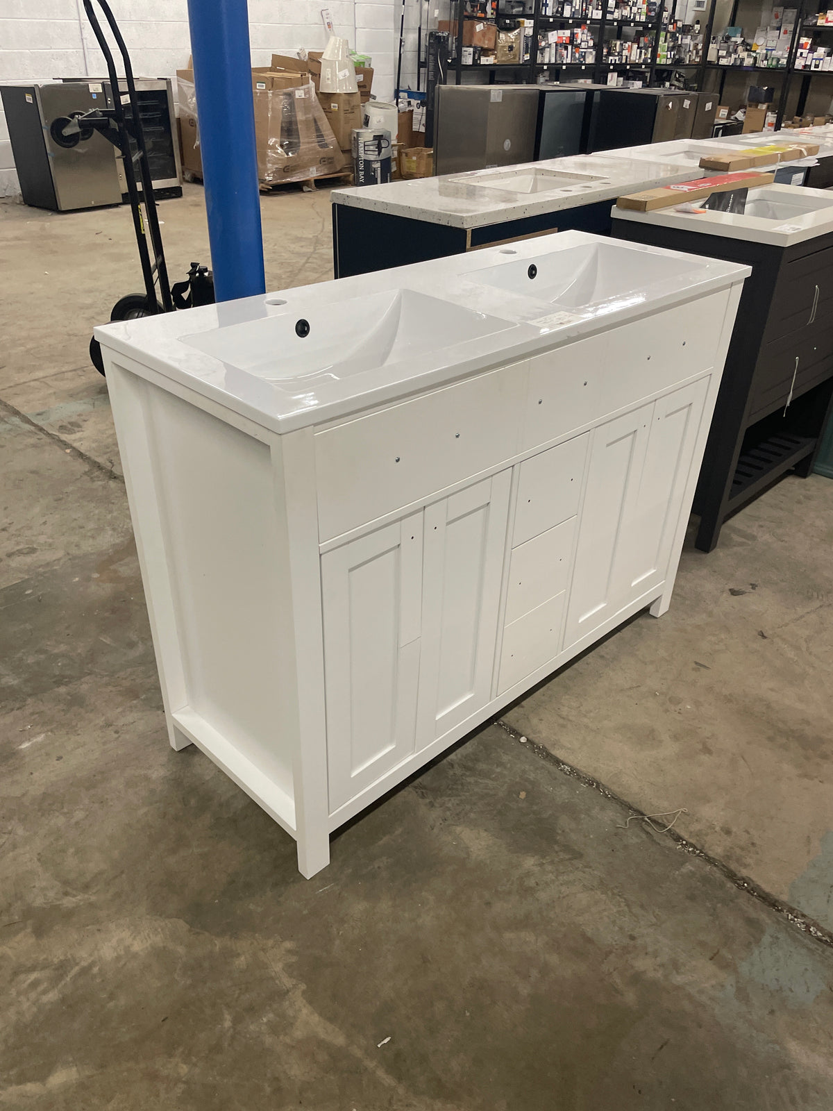 48W x 18D x 34H Vanity in White with Ceramic Top In White