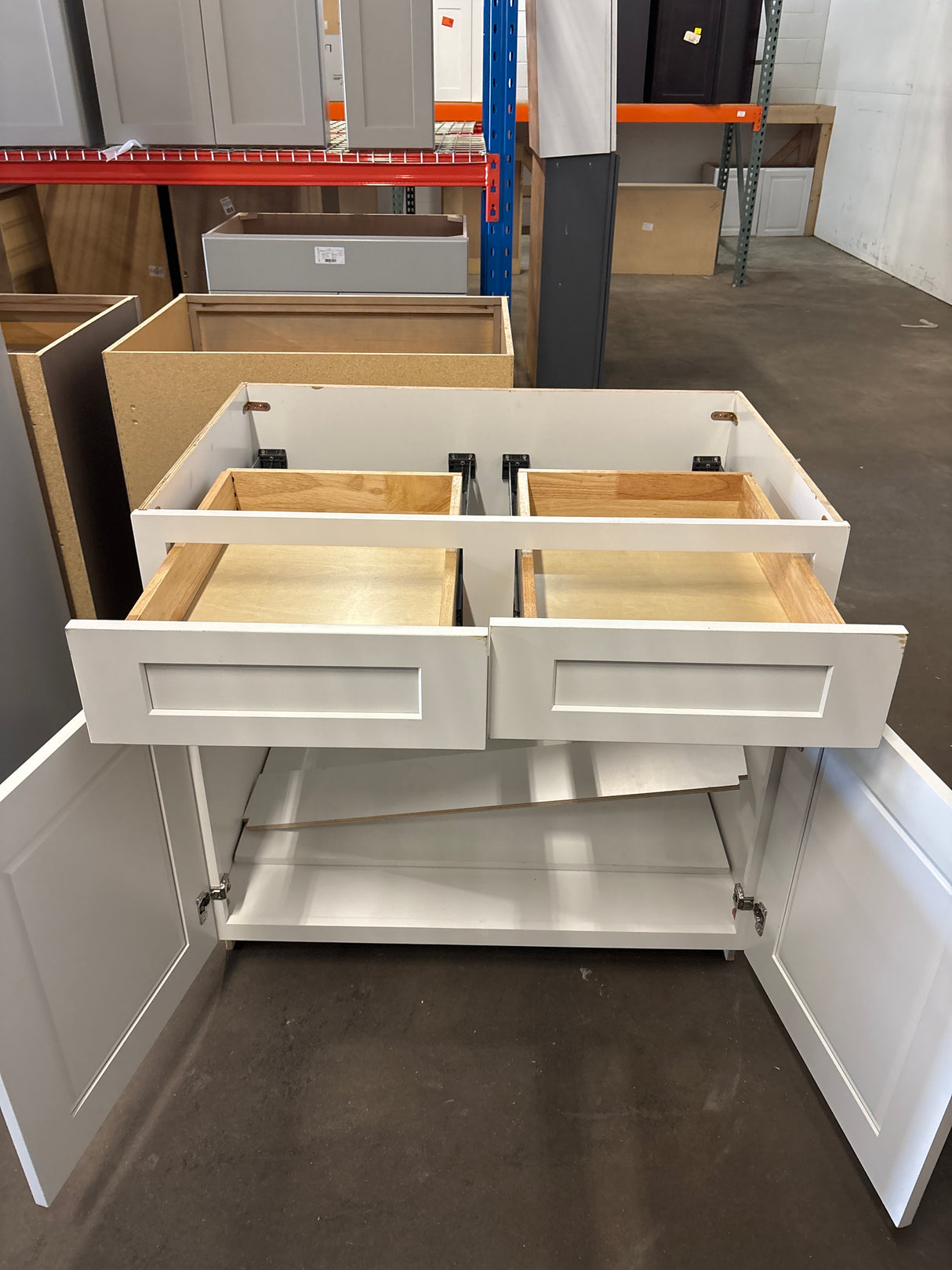36 in. W x 24 in. D x 34.5 in. H Plywood Ready to Assemble Floor Base Kitchen Cabinet in White Shaker with 2 Drawers