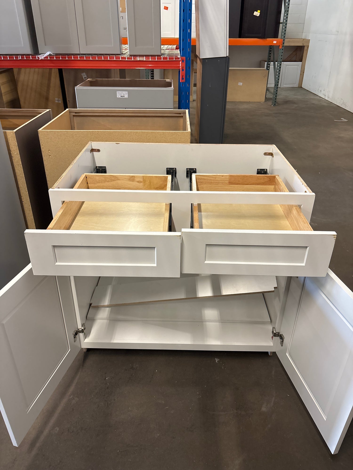 36 in. W x 24 in. D x 34.5 in. H Plywood Ready to Assemble Floor Base Kitchen Cabinet in White Shaker with 2 Drawers