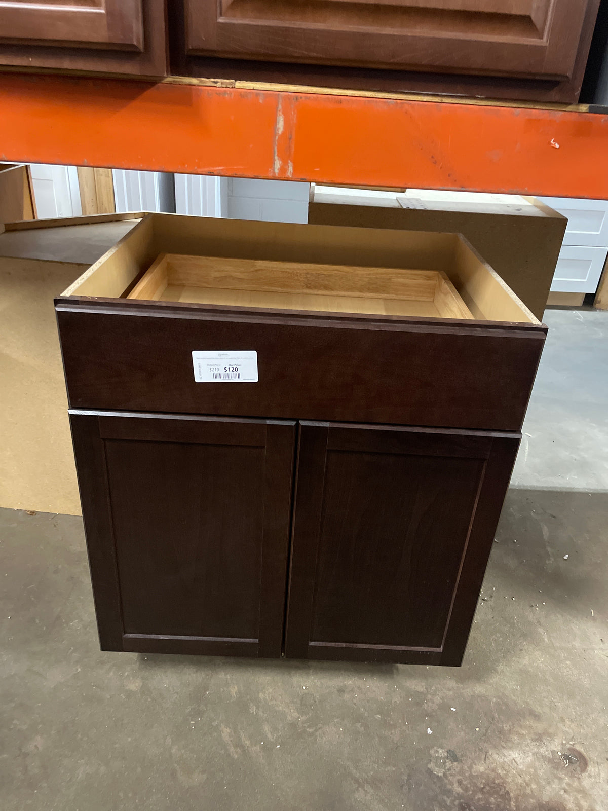 Shaker Java Stock Assembled Base Kitchen Cabinet with Ball-Bearing Drawer Glides (30 in. x 34.5 in. x 24 in.)