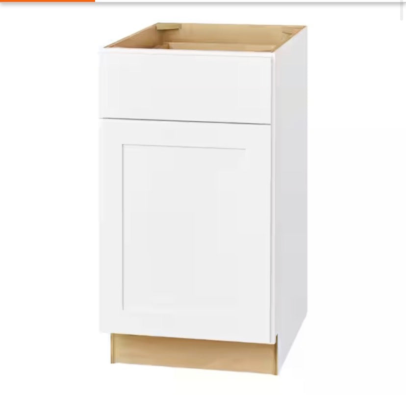 Avondale Shaker Alpine White Ready to Assemble Plywood 18 in Base Kitchen Cabinet (18 in W x 24 in D x 34.5 in H)