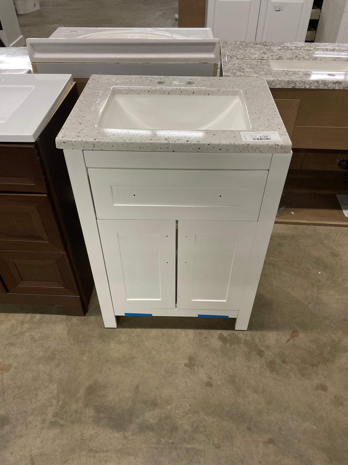 Clady 25 in. W x 19 in. D x 35 in. H Single Sink Freestanding Bath Vanity in White with Silver Ash Cultured Marble Top
