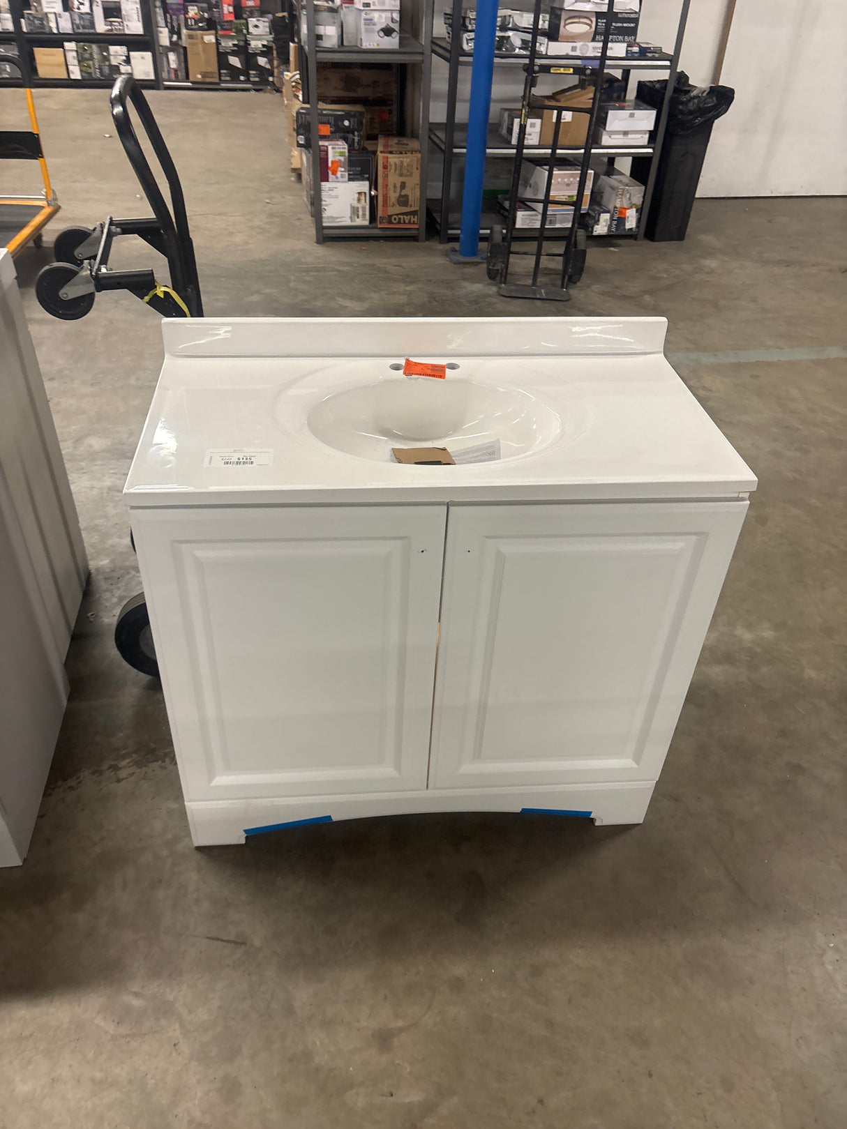 Glacier Bay 37 in. W x 19 in. D x 35 in. H Single Sink Freestanding Bath Vanity in White with White Cultured Marble Top