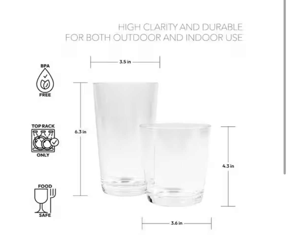 Simple 21 oz. Clear Acrylic Drinkware Set (Set of 8)