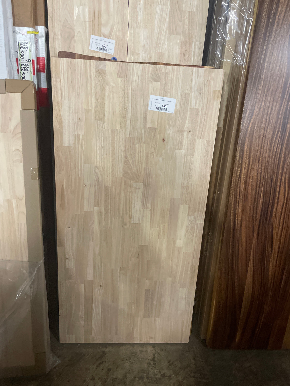 4 ft. L x 25 in. D Unfinished Hevea Solid Wood Butcher Block Countertop With Square Edge