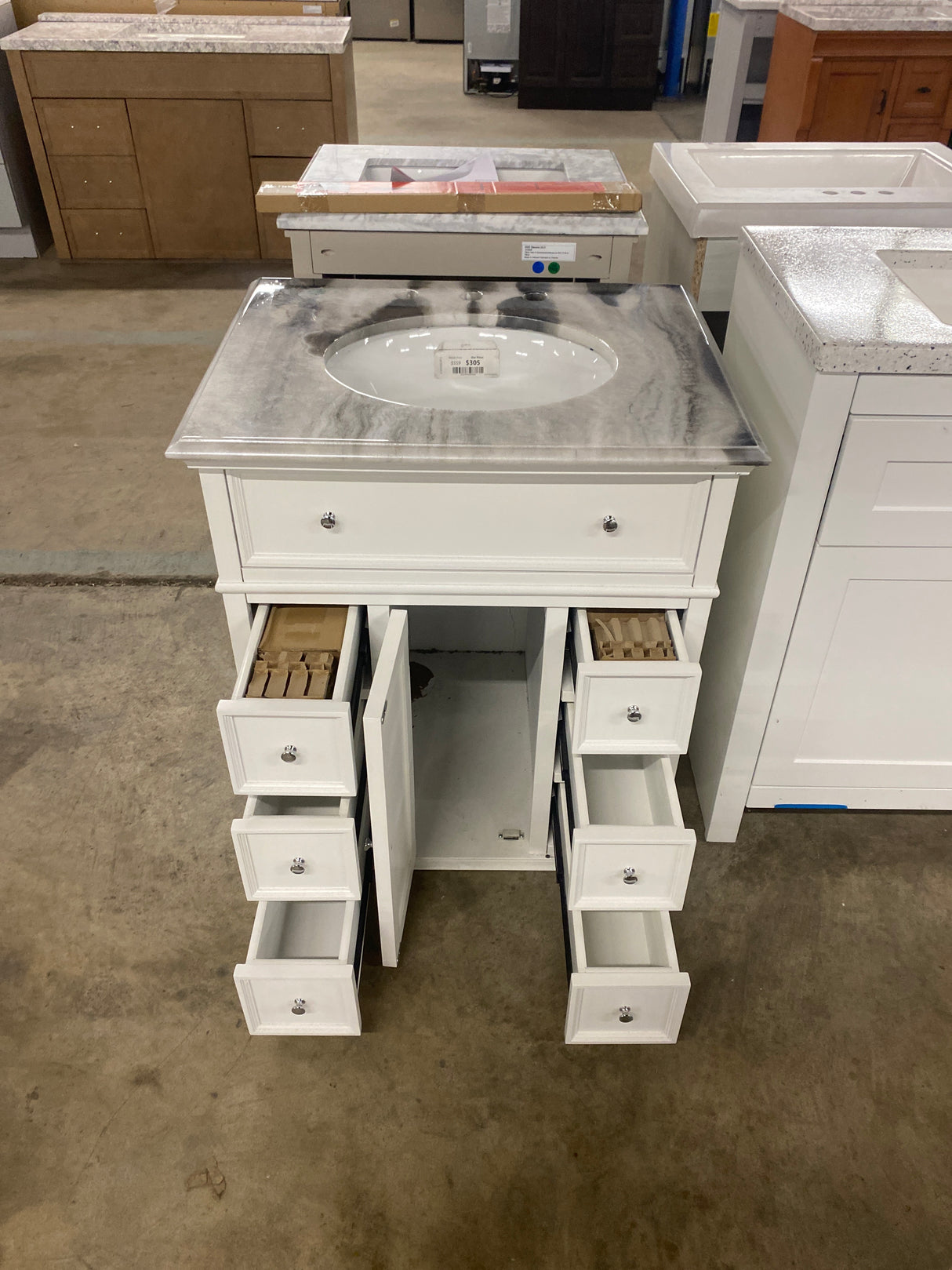 Hampton Harbor 28 in. W x 22 in. D Bath Vanity in White with Epoxied Marble Vanity Top in White