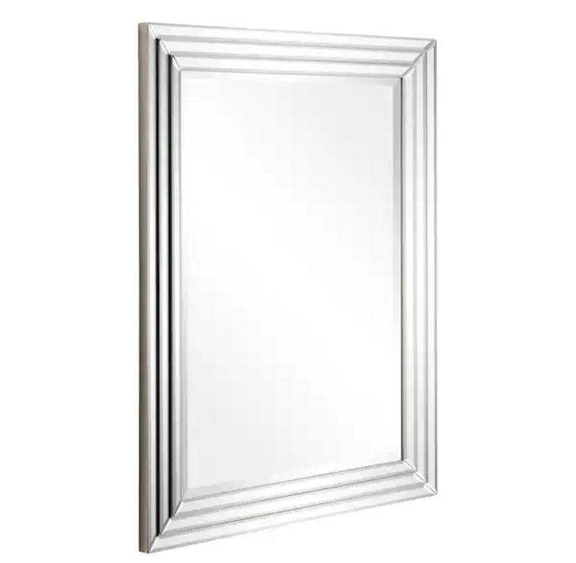 Medium Rectangle Clear Beveled Glass Modern Mirror (30 in. H x 40 in. W)