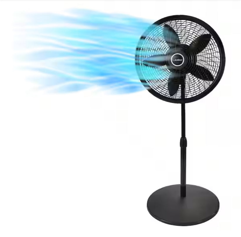 18 in. 3 Speed Oscillating Pedestal Fan with Adjustable Height, Easy Assembly, and Quiet Cooling for Any Room in Black