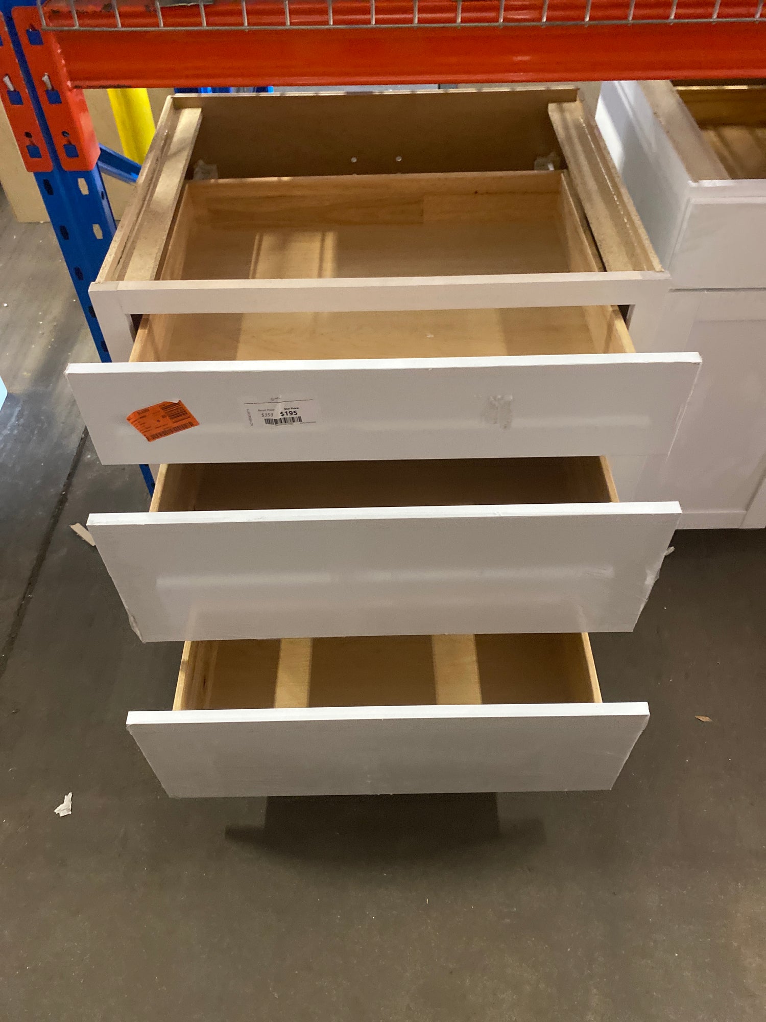 Courtland Polar White Finish Laminate Shaker Stock Assembled Drawer Base Kitchen Cabinet 30 in. x 34.5 in. x 24 in.