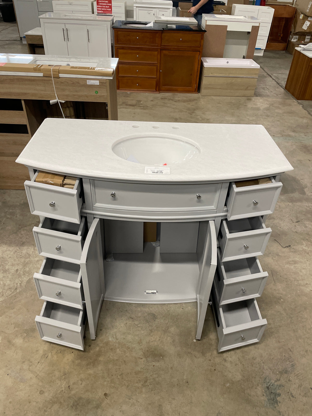 Hampton Harbor 45 in. W x 22 in. D Bath Vanity in Dove Grey with Natural Marble Vanity Top in White