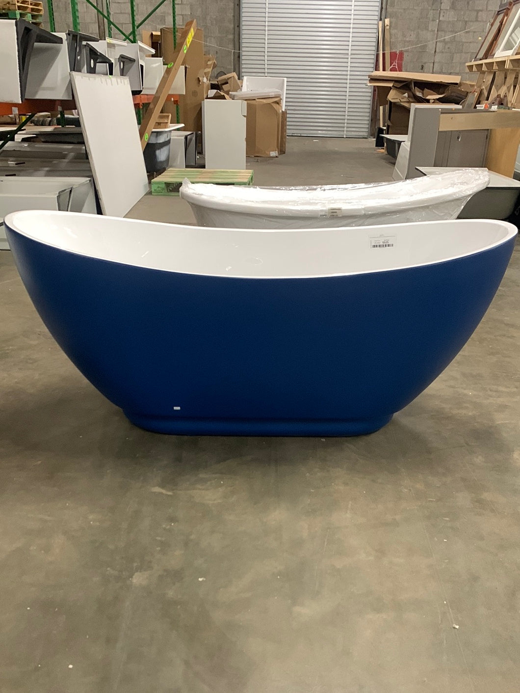62 in. Acrylic Flatbottom Non-Whirlpool Bathtub in Matte Dark Blue With Polished Chrome Drain