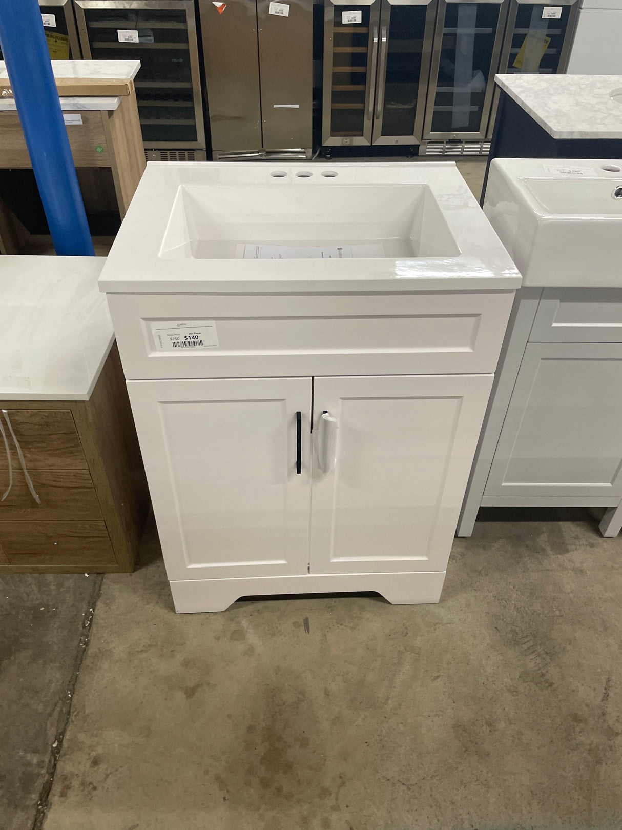 Southfield 25 in. Single Sink Freestanding Bathroom Vanity in White with Engineered Solid Surface Top (Assembled)