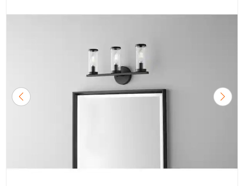 Loveland 16.625 in. 3-Light Black Bathroom Vanity Light Fixture with Clear Glass Shades
