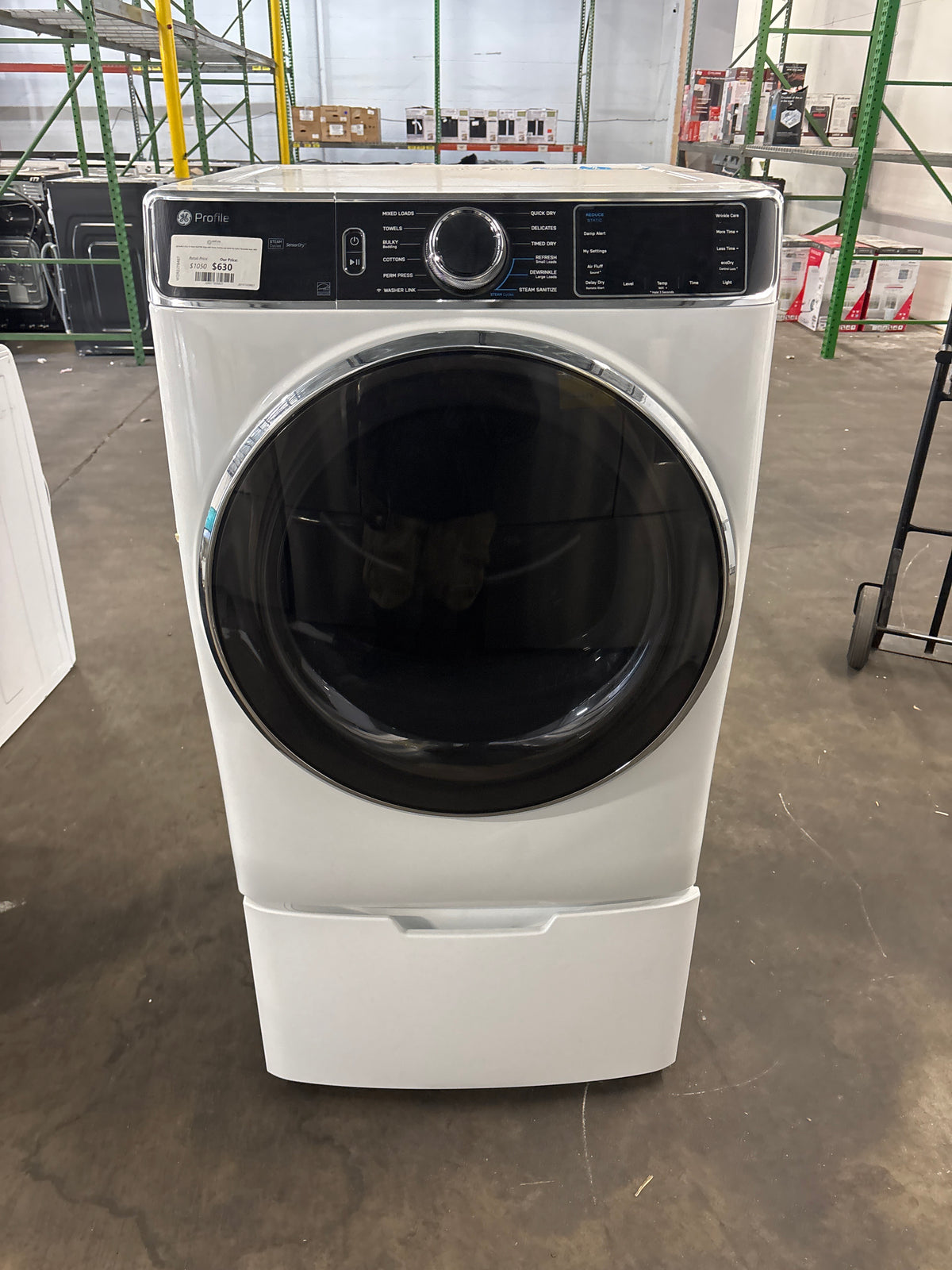 GE Profile 7.8 cu. ft. Smart ELECTRIC Dryer with Steam, Sanitize and Quick Dry Cycles, Reversible Door, WiFi
