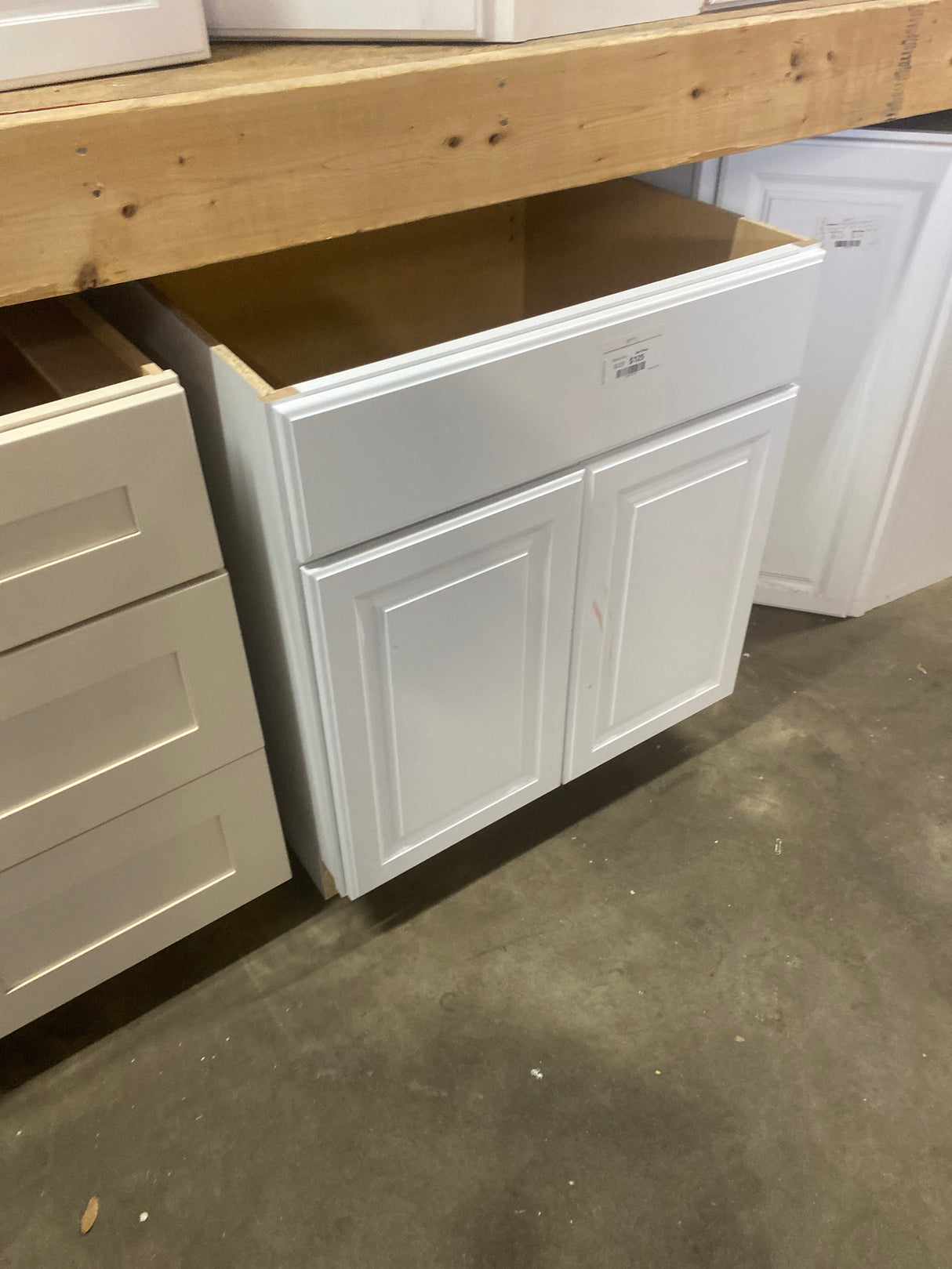 Shaker Satin White Stock Assembled Sink Base Kitchen Cabinet (30 in. x 34.5 in. x 24 in.)