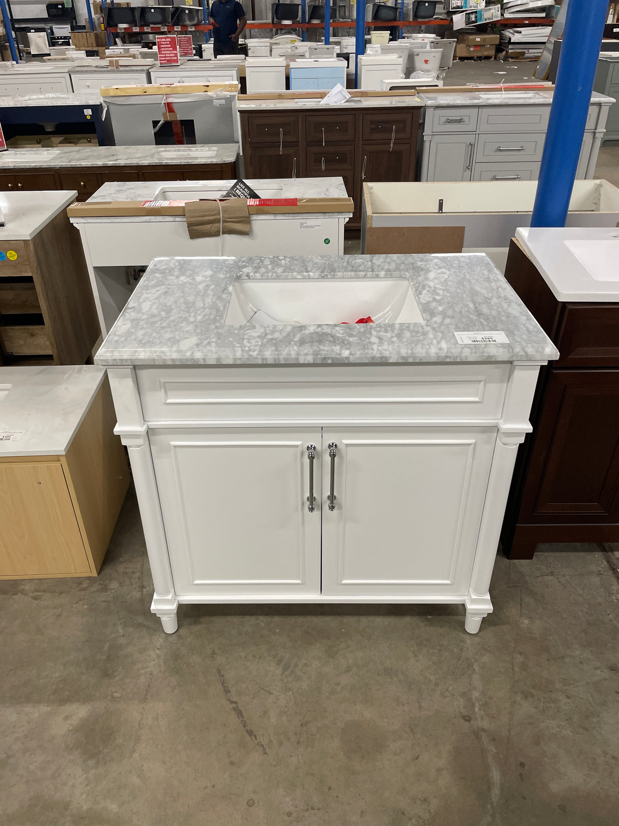 Aberdeen 36 in. W x 22 in. D x 34.5 in. H Bath Vanity in White with White Carrara Marble Top
