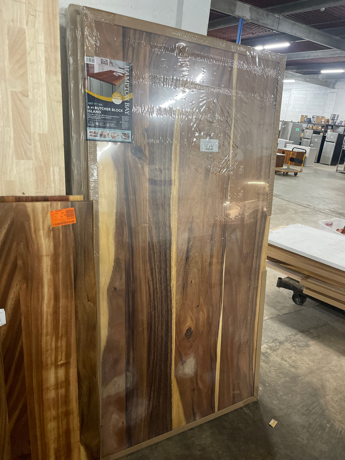 6 ft. L x 39 in. D Finished Saman Solid Wood Butcher Block Island Countertop With Live Edge
