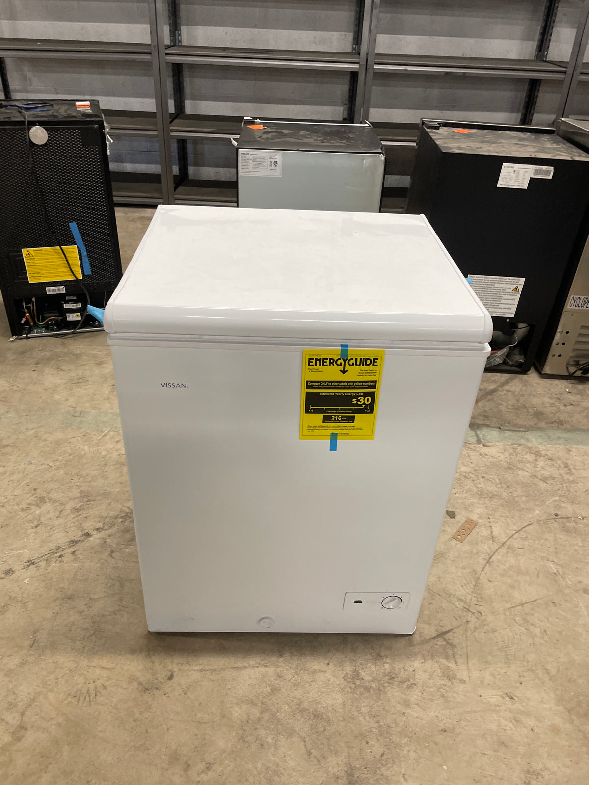 7 cu. ft. Manual Defrost Chest Freezer with LED Light Type and Removable Storage Basket in White, Garage Ready