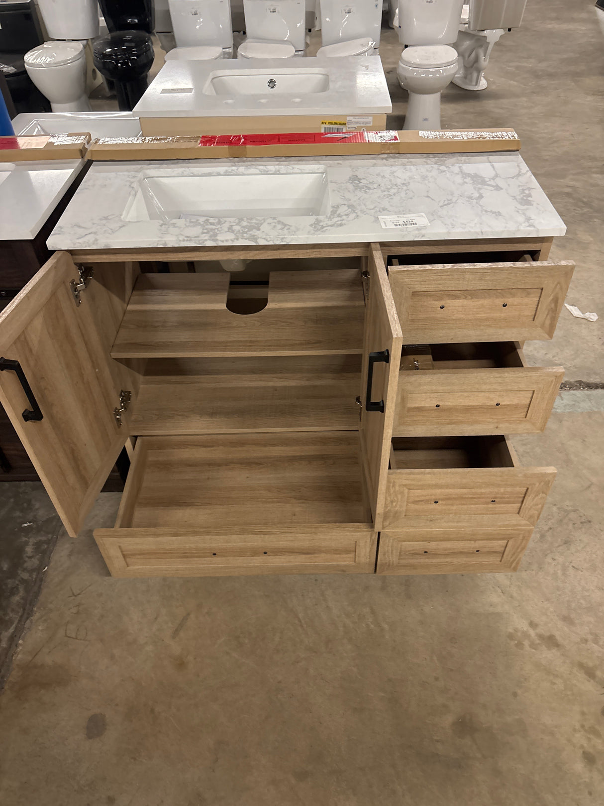 Tobana 42 in. W x 19 in. D x 34.5 in. H Bath Vanity in Weathered Tan with White Cultured Marble Top