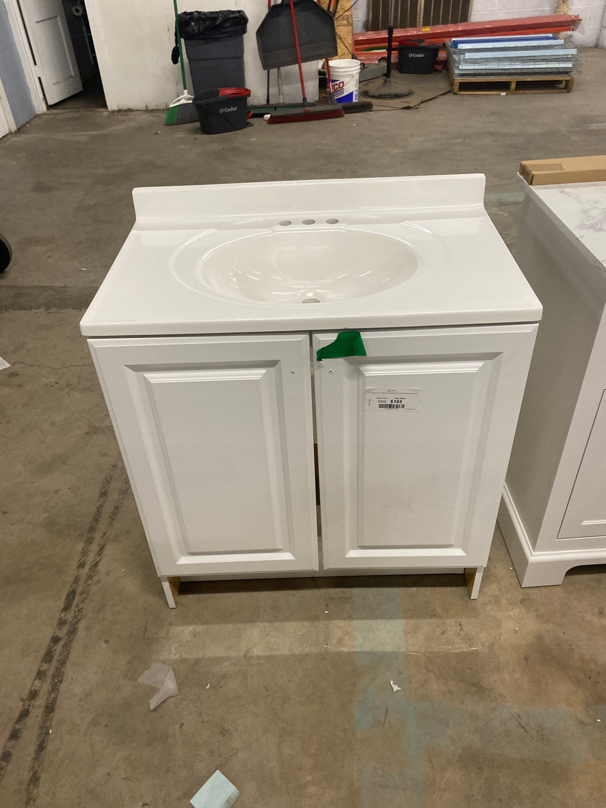 31 in. W x 19 in. D x 35 in. H Single Sink Freestanding Bath Vanity in White with White Cultured Marble Top