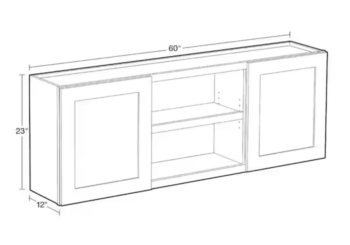 Richmond Venetian Onyx Plywood Shaker Stock Ready to Assemble Wall Kitchen Cabinet Sft Cls 60 in W x 12 in D x 23 in H