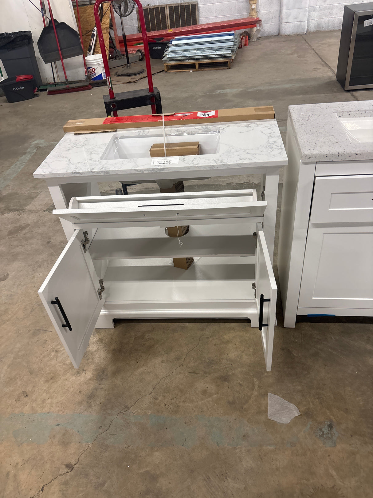 Doveton 36 in. W x 19 in. D x 34.5 in. H Single Sink Bath Vanity in White with White Engineered Stone Top