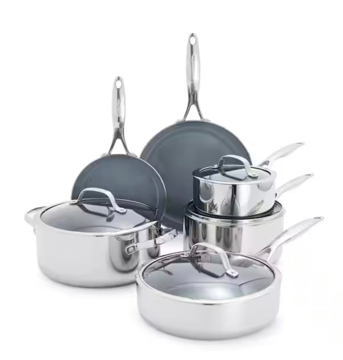Valencia Pro 10-Piece Stainless Steel Ceramic Nonstick Cookware Set