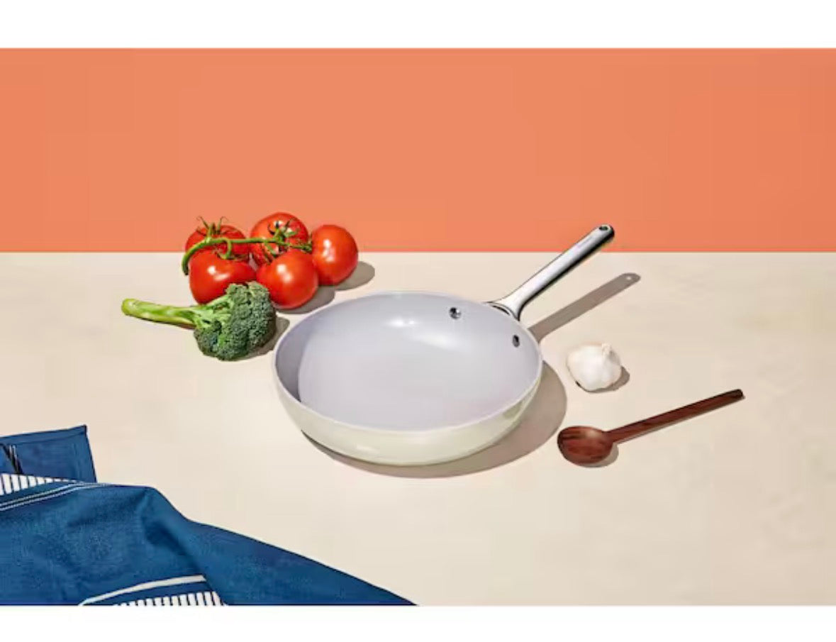 10.35 in. Ceramic Non-Stick Frying Pan in Cream