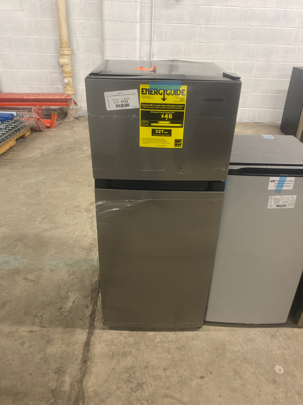 4.5 cu. ft. 2-Door Mini Refrigerator in Platinum Steel with Freezer