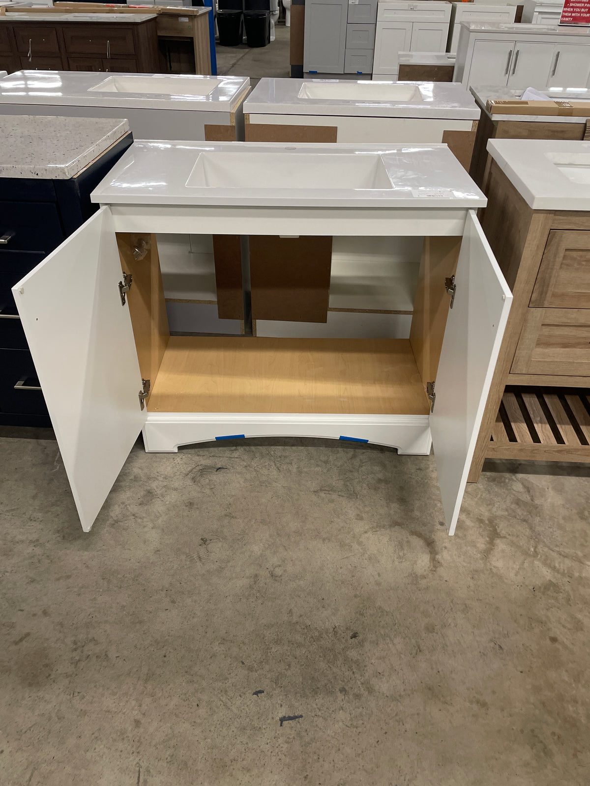 37 in. W x 19 in. D x 33 in. H Bathroom Vanity in White with Top