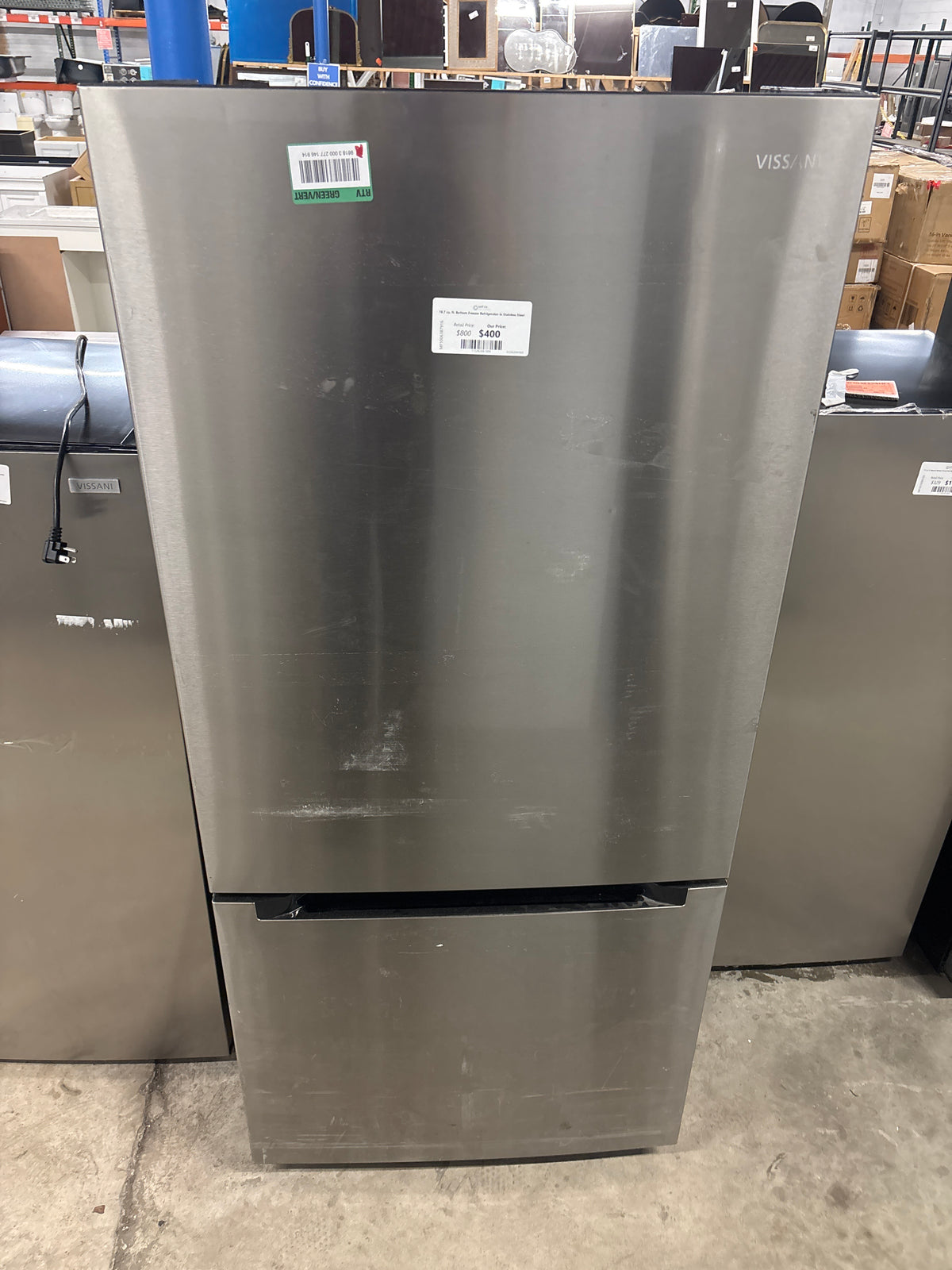 18.7 cu. ft. Bottom Freezer Refrigerator in Stainless Steel