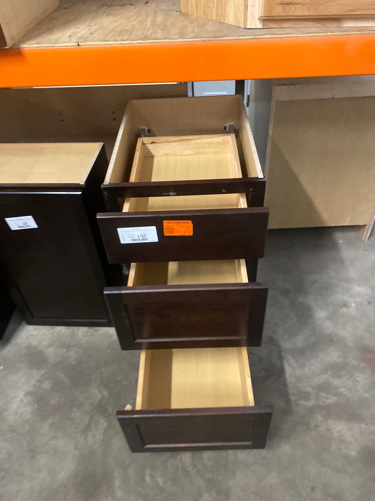 Shaker Java Stock Assembled Drawer Base Kitchen Cabinet with Ball-Bearing Drawer Glides (18 in. x 34.5 in. x 24 in.)