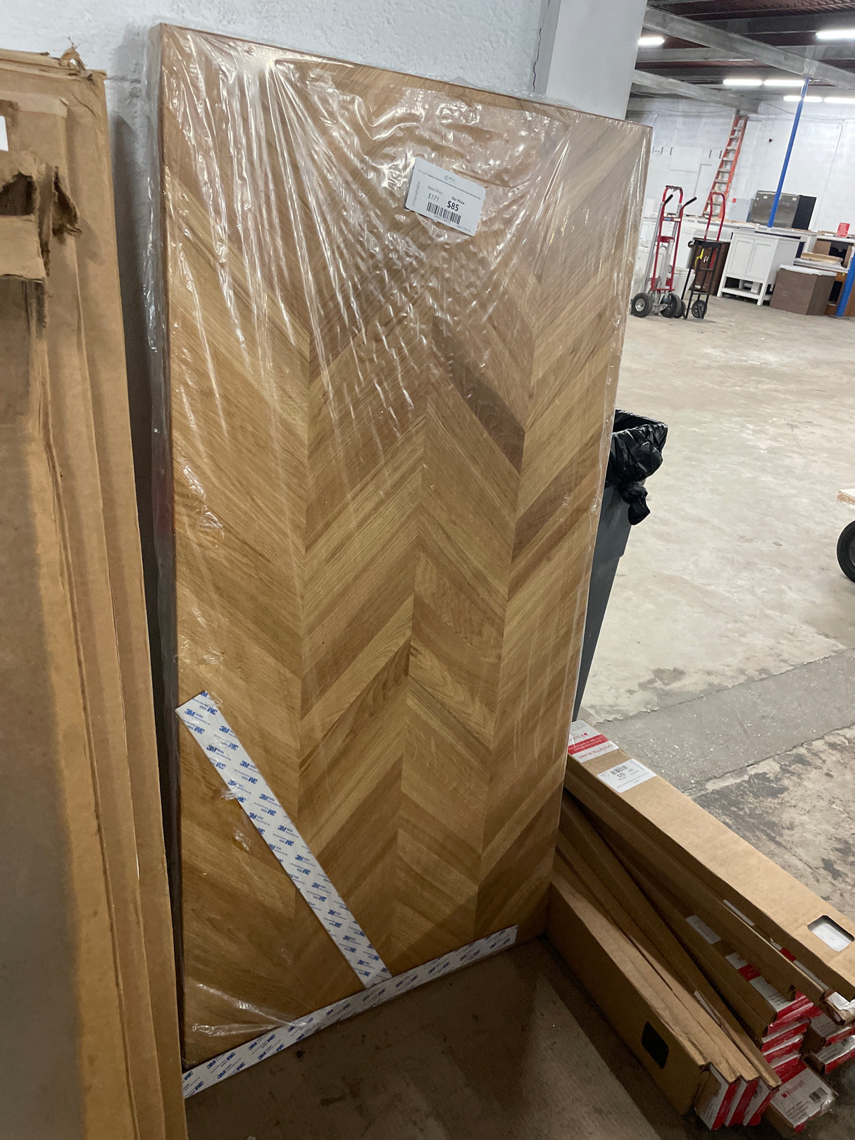 4ft. L x 25 in. D Engineered Finished Oak Chevron Butcher Block Countertop in Brown with Standard Edge