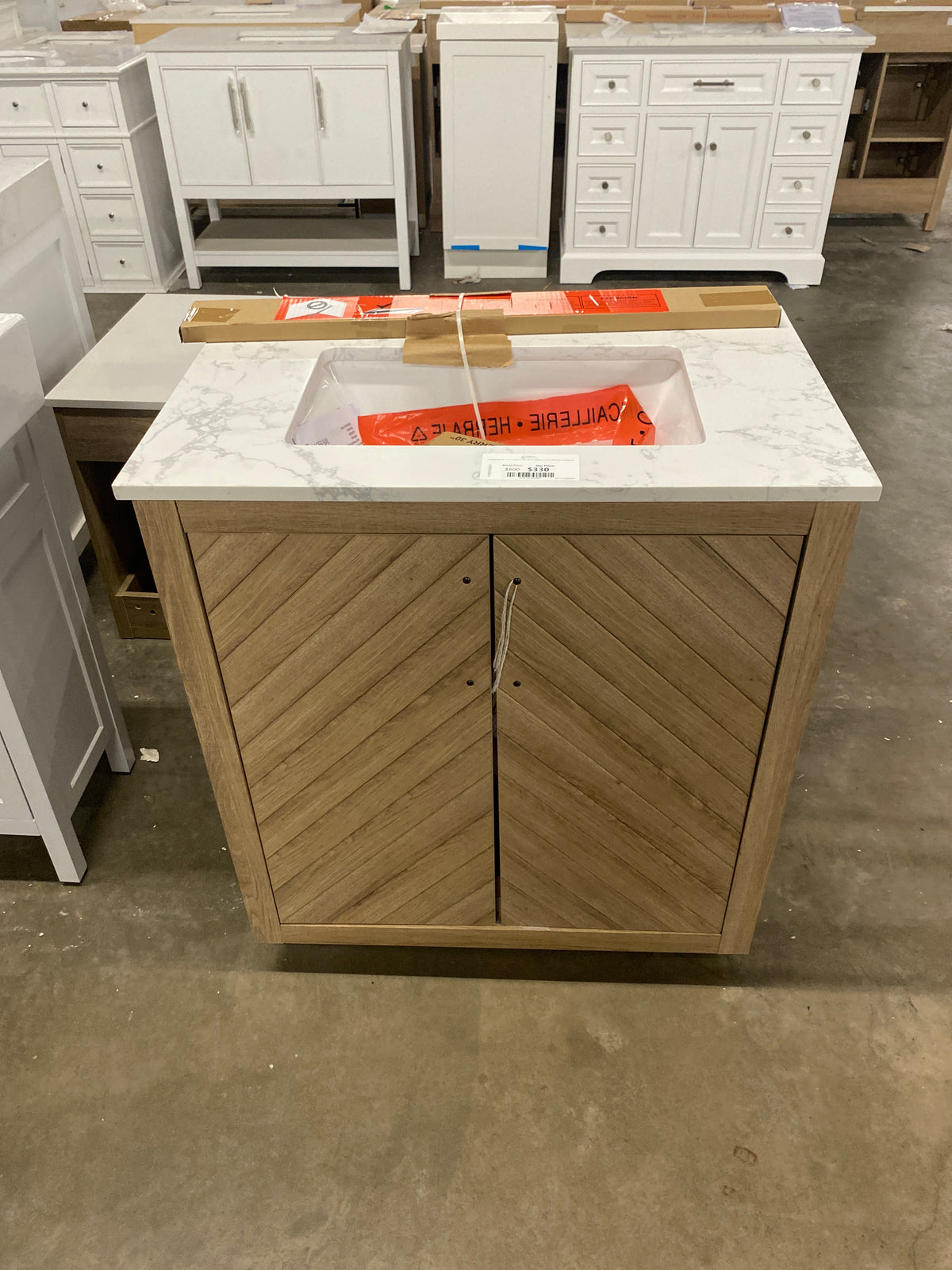 Huckleberry 30 in. W x 19 in. D x 34.5 in. H Bath Vanity in Weathered Tan with White Cultured Marble Top
