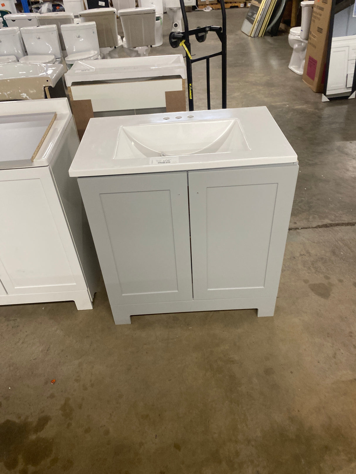 30 in. W x 19 in. D x 33 in. H Single Sink Freestanding Bath Vanity in Pearl Gray with White Cultured Marble Top