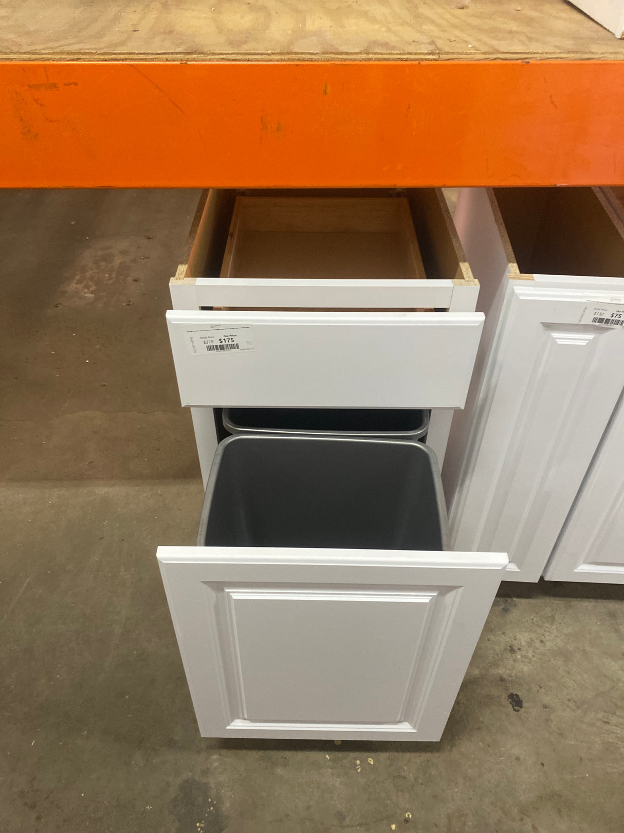 Hampton 18 in. W x 24 in. D x 34.5 in. H Assembled Double Trash Can Base Cabinet in Satin White