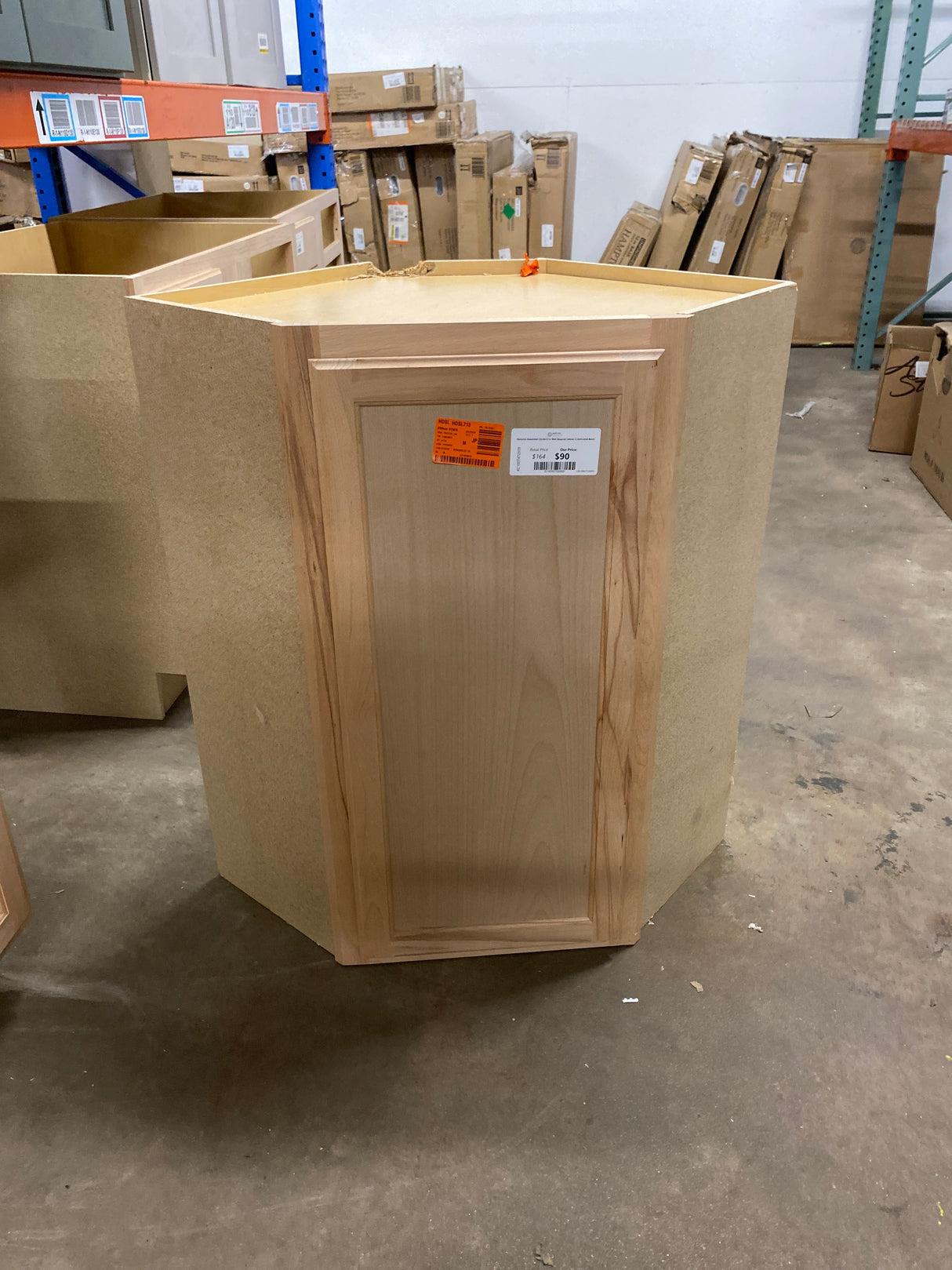 Hampton Assembled 24x36x12 in. Wall Diagonal Cabinet in Unfinished Beech