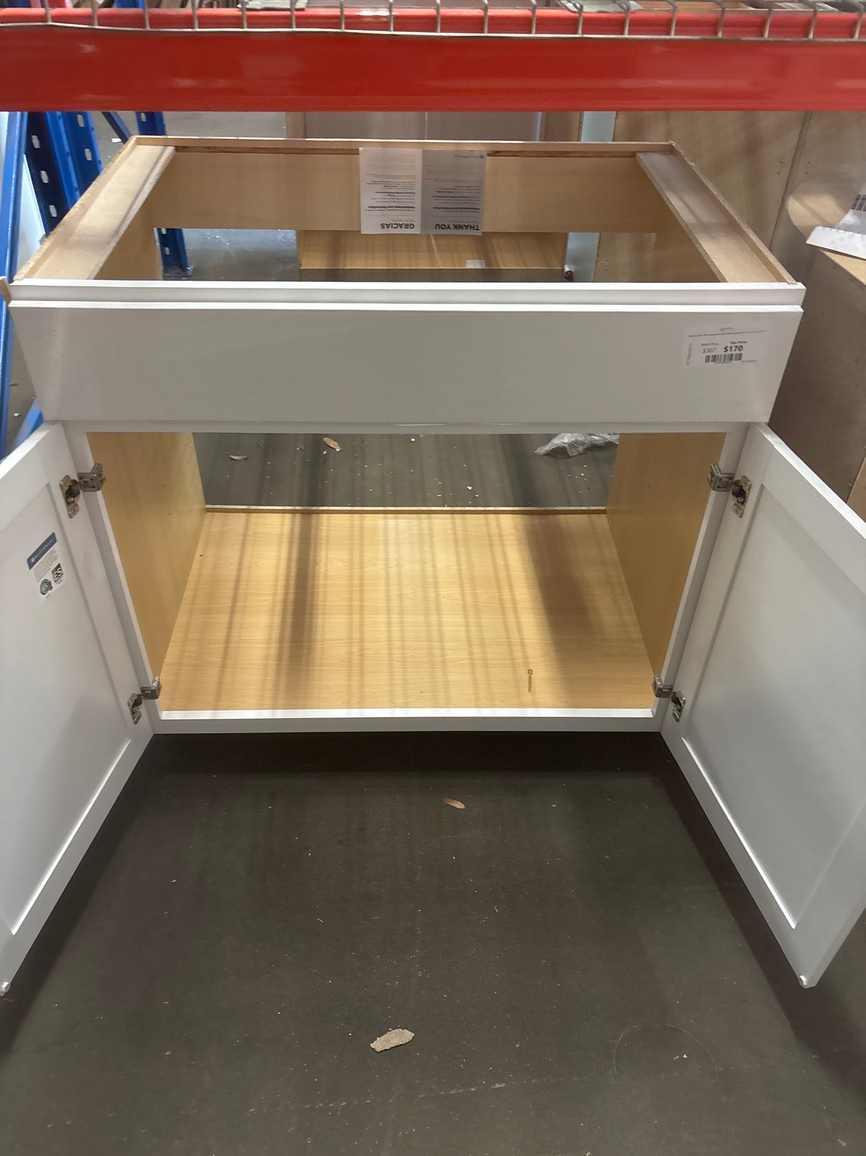 Westfield Feather White Assembled Sink Base Kitchen Cabinet (36 in. W x 23.75 in. D x 35 in. H)