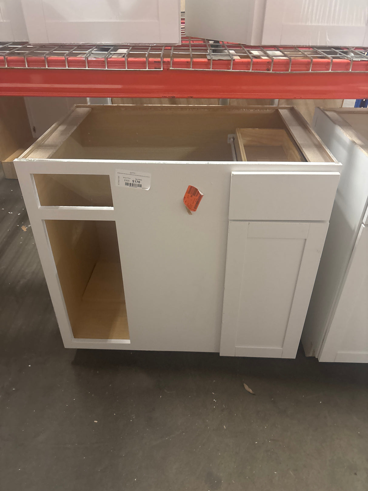 Westfield Feather White Shaker Stock Blind Corner Base Kitchen Cabinet (36 in. W x 23.75 in. D)