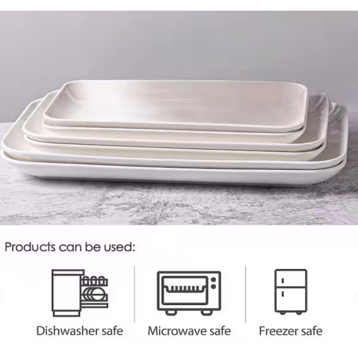 16/14/12 in. White Ceramic Rectangular Large Serving Platter Set for Party Dinner Parties Serving Tray (Set of 3)