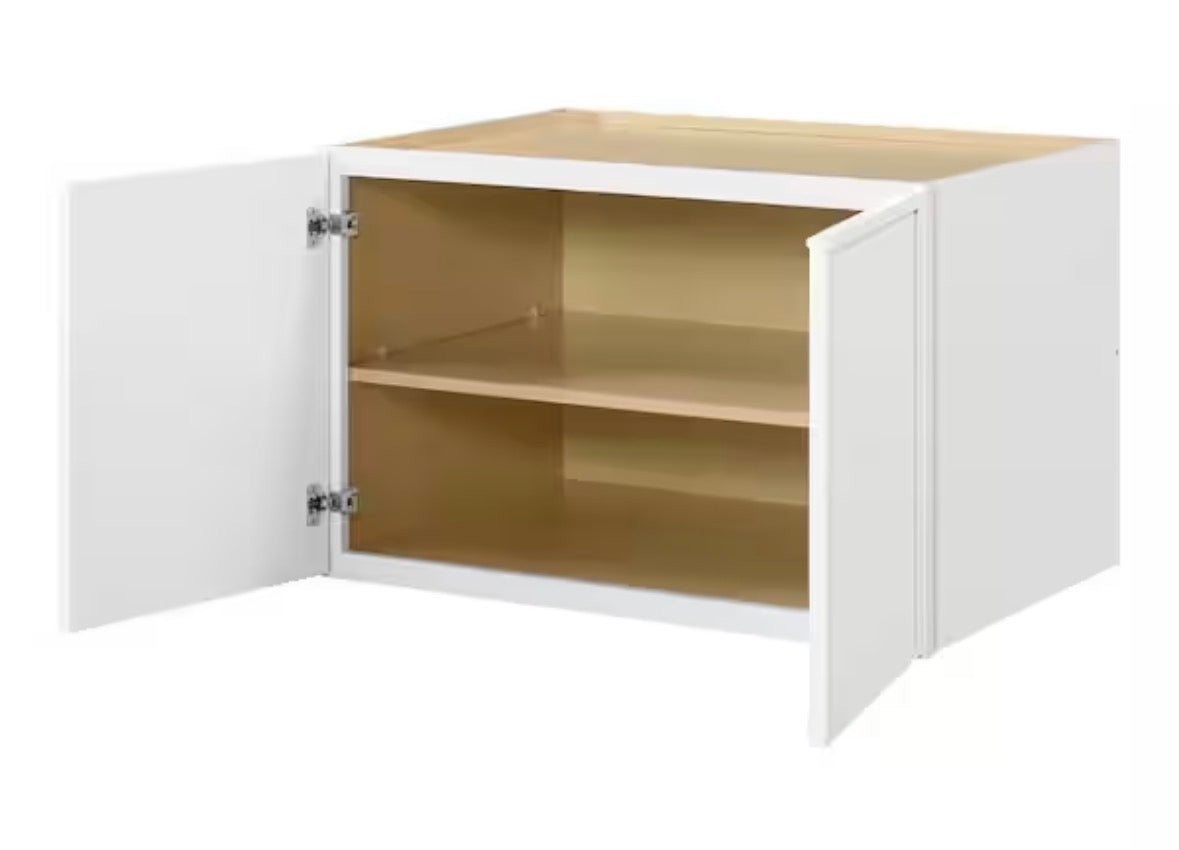 Leyton 36 in. W x 24 in. D x 24 in. H Ready to Assemble Plywood Shaker Wall Bridge Kitchen Cabinet in Alpine White