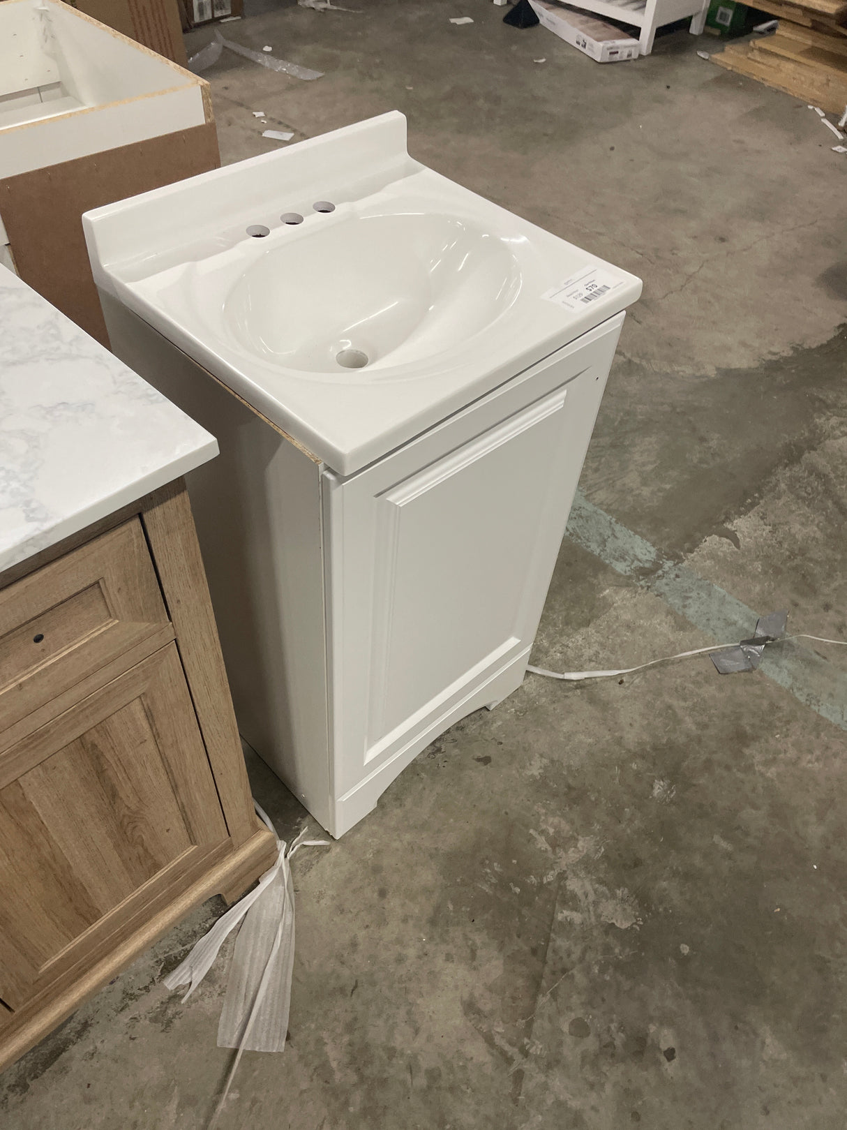 19 in. W x 18 in. D x 34 in. H Single Sink Freestanding Bath Vanity in White with White Cultured Marble Top